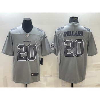Men's Dallas Cowboys #20 Tony Pollard With Patch Grey Atmosphere Fashion Stitched Jersey Men's Dallas Cowboys #20 Tony Pollard With Patch Grey Atmosphere Fashion Stitched Jersey