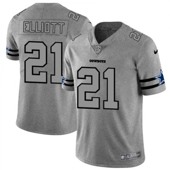 Men's Dallas Cowboys #21 Ezekiel Elliott 2019 Gray Gridiron Team Logo Stitched NFL Jersey Men's Dallas Cowboys #21 Ezekiel Elliott 2019 Gray Gridiron Team Logo Stitched NFL Jersey