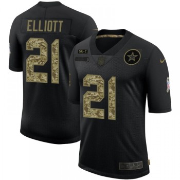 Men's Dallas Cowboys #21 Ezekiel Elliott 2020 Black Camo Salute To Service Limited Stitched Jersey Men's Dallas Cowboys #21 Ezekiel Elliott 2020 Black Camo Salute To Service Limited Stitched Jersey