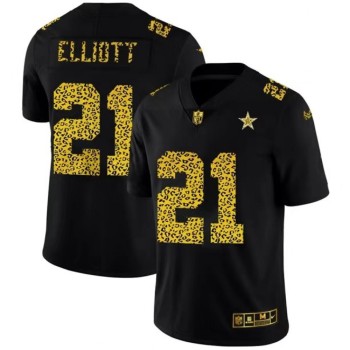 Men's Dallas Cowboys #21 Ezekiel Elliott 2020 Black Leopard Print Fashion Limited Stitched Jersey Men's Dallas Cowboys #21 Ezekiel Elliott 2020 Black Leopard Print Fashion Limited Stitched Jersey