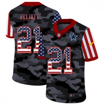 Men's Dallas Cowboys #21 Ezekiel Elliott 2020 Camo USA Flag Limited Stitched Jersey Men's Dallas Cowboys #21 Ezekiel Elliott 2020 Camo USA Flag Limited Stitched Jersey