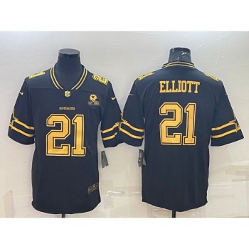 Men's Dallas Cowboys #21 Ezekiel Elliott Black Gold Edition With 1960 Patch Limited Stitched Football Jersey Men's Dallas Cowboys #21 Ezekiel Elliott Black Gold Edition With 1960 Patch Limited Stitched Football Jersey