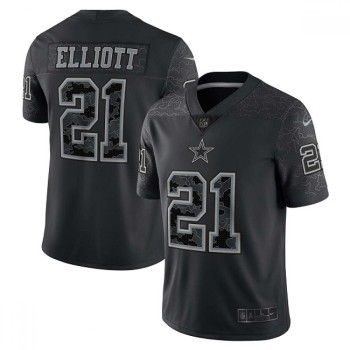 Men's Dallas Cowboys #21 Ezekiel Elliott Black Reflective Limited Stitched Football Jersey Men's Dallas Cowboys #21 Ezekiel Elliott Black Reflective Limited Stitched Football Jersey