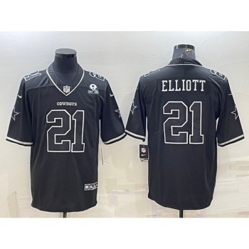 Men's Dallas Cowboys #21 Ezekiel Elliott Black With 1960 Patch Limited Stitched Football Jersey Men's Dallas Cowboys #21 Ezekiel Elliott Black With 1960 Patch Limited Stitched Football Jersey