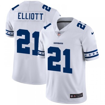 Men's Dallas Cowboys #21 Ezekiel Elliott White 2019 Team Logo Cool Edition Stitched NFL Jersey Men's Dallas Cowboys #21 Ezekiel Elliott White 2019 Team Logo Cool Edition Stitched NFL Jersey