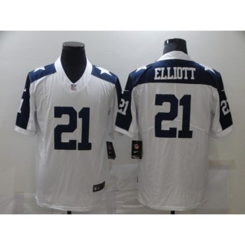Men's Dallas Cowboys #21 Ezekiel Elliott White Thanksgiving Stitched NFL Vapor Untouchable Limited Throwback Jersey Men's Dallas Cowboys #21 Ezekiel Elliott White Thanksgiving Stitched NFL Vapor Untouchable Limited Throwback Jersey