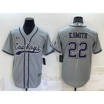 Men's Dallas Cowboys #22 Emmitt Smith Grey Cool Base Stitched Baseball Jersey Men's Dallas Cowboys #22 Emmitt Smith Grey Cool Base Stitched Baseball Jersey