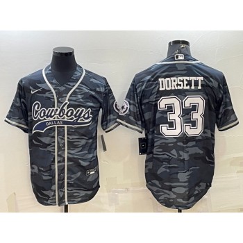 Men's Dallas Cowboys #33 Tony Dorsett Grey Camo With Patch Cool Base Stitched Baseball Jersey Men's Dallas Cowboys #33 Tony Dorsett Grey Camo With Patch Cool Base Stitched Baseball Jersey