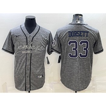 Men's Dallas Cowboys #33 Tony Dorsett Grey With Patch Cool Base Stitched Baseball Jersey Men's Dallas Cowboys #33 Tony Dorsett Grey With Patch Cool Base Stitched Baseball Jersey