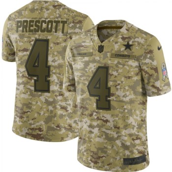 Men's Dallas Cowboys #4 Dak Prescott 2018 Camo Salute to Service Limited Stitched NFL Jersey Men's Dallas Cowboys #4 Dak Prescott 2018 Camo Salute to Service Limited Stitched NFL Jersey