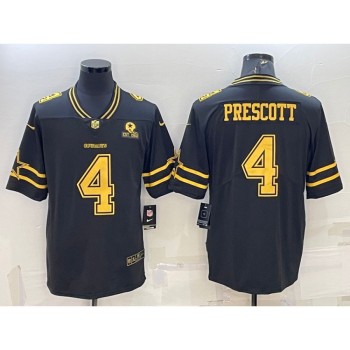 Men's Dallas Cowboys #4 Dak Prescott Black Gold Edition With 1960 Patch Limited Stitched Football Jersey Men's Dallas Cowboys #4 Dak Prescott Black Gold Edition With 1960 Patch Limited Stitched Football Jersey