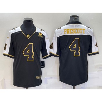 Men's Dallas Cowboys #4 Dak Prescott Black Gold Thanksgiving With Patch Stitched Jersey Men's Dallas Cowboys #4 Dak Prescott Black Gold Thanksgiving With Patch Stitched Jersey