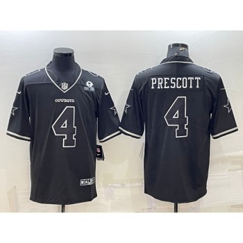 Men's Dallas Cowboys #4 Dak Prescott Black With 1960 Patch Limited Stitched Football Jersey Men's Dallas Cowboys #4 Dak Prescott Black With 1960 Patch Limited Stitched Football Jersey