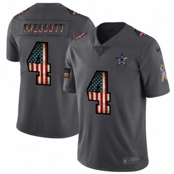 Men's Dallas Cowboys #4 Dak Prescott Grey 2019 Salute To Service USA Flag Fashion Limited Stitched NFL Jersey Men's Dallas Cowboys #4 Dak Prescott Grey 2019 Salute To Service USA Flag Fashion Limited Stitched NFL Jersey