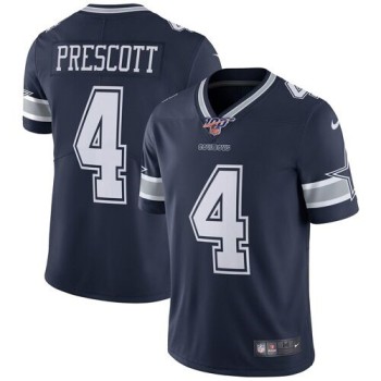 Men's Dallas Cowboys #4 Dak Prescott Navy 2019 100th Season Vapor Untouchable Limited Stitched NFL Jersey Men's Dallas Cowboys #4 Dak Prescott Navy 2019 100th Season Vapor Untouchable Limited Stitched NFL Jersey