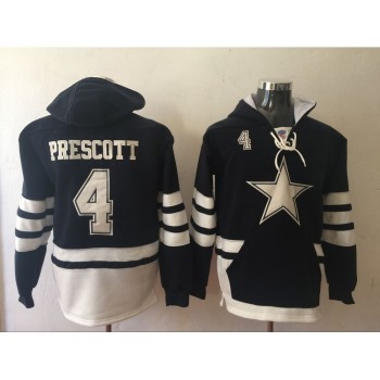 Men's Dallas Cowboys #4 Dak Prescott Navy Blue All Stitched NFL Hoodie Sweatshirt Men's Dallas Cowboys #4 Dak Prescott Navy Blue All Stitched NFL Hoodie Sweatshirt