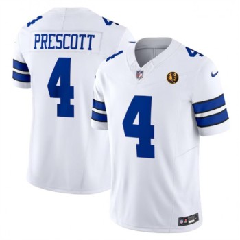 Men's Dallas Cowboys #4 Dak Prescott White 2023 F.U.S.E. With John Madden Patch Vapor Limited Stitched Football Jersey Men's Dallas Cowboys #4 Dak Prescott White 2023 F.U.S.E. With John Madden Patch Vapor Limited Stitched Football Jersey