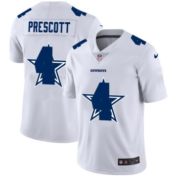 Men's Dallas Cowboys #4 Dak Prescott White Shadow Logo Limited Stitched Jersey Men's Dallas Cowboys #4 Dak Prescott White Shadow Logo Limited Stitched Jersey