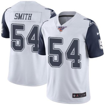 Men's Dallas Cowboys #54 Jaylon Smith White 2019 100th Season Color Rush Limited Stitched NFL Jersey Men's Dallas Cowboys #54 Jaylon Smith White 2019 100th Season Color Rush Limited Stitched NFL Jersey