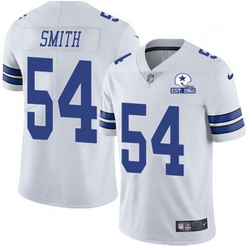 Men's Dallas Cowboys #54 Jaylon Smith White With Established In 1960 Patch Limited Stitched Jersey Men's Dallas Cowboys #54 Jaylon Smith White With Established In 1960 Patch Limited Stitched Jersey