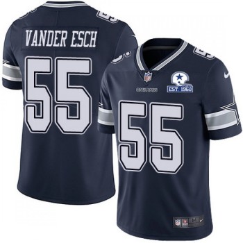 Men's Dallas Cowboys #55 Leighton Vander Esch Navy With Established In 1960 Patch Limited Stitched Jersey Men's Dallas Cowboys #55 Leighton Vander Esch Navy With Established In 1960 Patch Limited Stitched Jersey