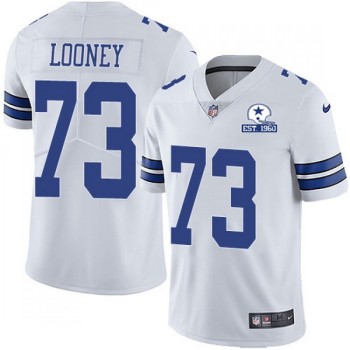 Men's Dallas Cowboys #73 Joe Looney White With Established In 1960 Patch Limited Stitched Jersey Men's Dallas Cowboys #73 Joe Looney White With Established In 1960 Patch Limited Stitched Jersey