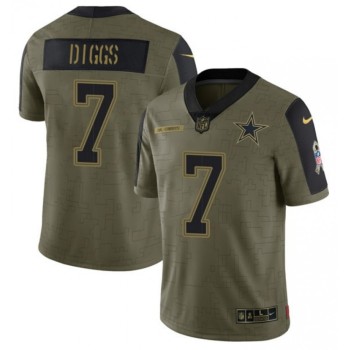 Men's Dallas Cowboys #7 Trevon Diggs 2021 Olive Salute To Service Limited Stitched Jersey Men's Dallas Cowboys #7 Trevon Diggs 2021 Olive Salute To Service Limited Stitched Jersey