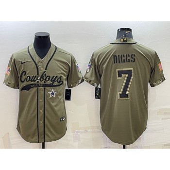 Men's Dallas Cowboys #7 Trevon Diggs 2022 Olive Salute to Service Cool Base Stitched Baseball Jersey Men's Dallas Cowboys #7 Trevon Diggs 2022 Olive Salute to Service Cool Base Stitched Baseball Jersey