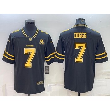 Men's Dallas Cowboys #7 Trevon Diggs Black Gold Edition With 1960 Patch Limited Stitched Football Jersey Men's Dallas Cowboys #7 Trevon Diggs Black Gold Edition With 1960 Patch Limited Stitched Football Jersey
