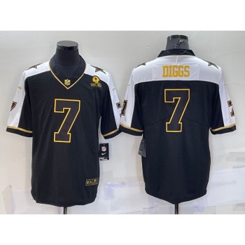 Men's Dallas Cowboys #7 Trevon Diggs Black Gold Thanksgiving With Patch Stitched Jersey Men's Dallas Cowboys #7 Trevon Diggs Black Gold Thanksgiving With Patch Stitched Jersey