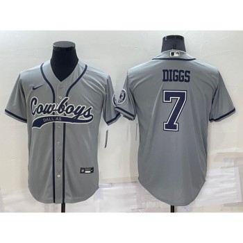 Men's Dallas Cowboys #7 Trevon Diggs Grey Cool Base Stitched Baseball Jersey Men's Dallas Cowboys #7 Trevon Diggs Grey Cool Base Stitched Baseball Jersey
