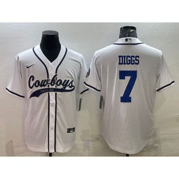 Men's Dallas Cowboys #7 Trevon Diggs White Cool Base Stitched Baseball Jersey Men's Dallas Cowboys #7 Trevon Diggs White Cool Base Stitched Baseball Jersey