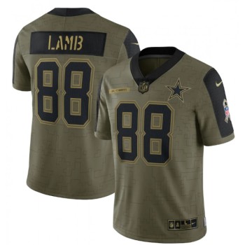 Men's Dallas Cowboys #88 CeeDee Lamb 2021 Olive Salute To Service Limited Stitched Jersey Men's Dallas Cowboys #88 CeeDee Lamb 2021 Olive Salute To Service Limited Stitched Jersey