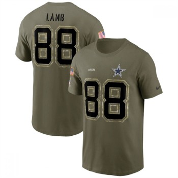 Men's Dallas Cowboys #88 CeeDee Lamb 2022 Olive Salute to Service T-Shirt Men's Dallas Cowboys #88 CeeDee Lamb 2022 Olive Salute to Service T-Shirt