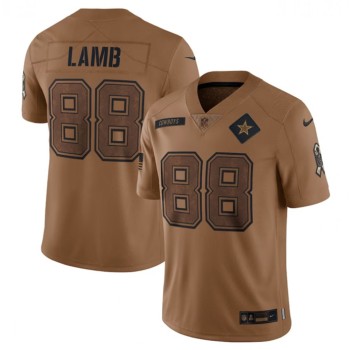 Men's Dallas Cowboys #88 CeeDee Lamb 2023 Brown Salute To Service Limited Stitched Football Jersey Men's Dallas Cowboys #88 CeeDee Lamb 2023 Brown Salute To Service Limited Stitched Football Jersey