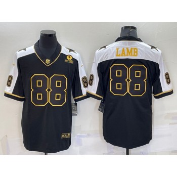 Men's Dallas Cowboys #88 CeeDee Lamb Black Gold Thanksgiving With Patch Stitched Jersey Men's Dallas Cowboys #88 CeeDee Lamb Black Gold Thanksgiving With Patch Stitched Jersey