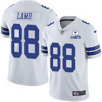 Men's Dallas Cowboys #88 CeeDee Lamb White With Established In 1960 Patch Limited Stitched Jersey Men's Dallas Cowboys #88 CeeDee Lamb White With Established In 1960 Patch Limited Stitched Jersey
