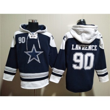 Men's Dallas Cowboys #90 Demarcus Lawrence Navy Ageless Must-Have Lace-Up Pullover Hoodie Men's Dallas Cowboys #90 Demarcus Lawrence Navy Ageless Must-Have Lace-Up Pullover Hoodie