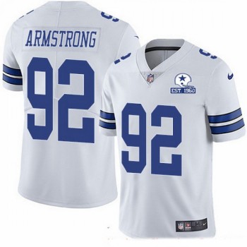 Men's Dallas Cowboys #92 Dorance Armstrong White With Established In 1960 Patch Limited Stitched Jersey Men's Dallas Cowboys #92 Dorance Armstrong White With Established In 1960 Patch Limited Stitched Jersey