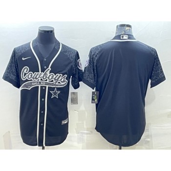 Men's Dallas Cowboys Blank Black Reflective With Patch Cool Base Stitched Baseball Jersey Men's Dallas Cowboys Blank Black Reflective With Patch Cool Base Stitched Baseball Jersey