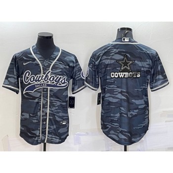 Men's Dallas Cowboys Blank Grey Camo Team Big Logo With Patch Cool Base Stitched Baseball Jersey Men's Dallas Cowboys Blank Grey Camo Team Big Logo With Patch Cool Base Stitched Baseball Jersey