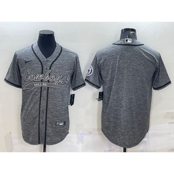 Men's Dallas Cowboys Blank Grey With Patch Cool Base Stitched Baseball Jersey Men's Dallas Cowboys Blank Grey With Patch Cool Base Stitched Baseball Jersey