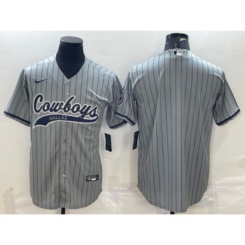 Men's Dallas Cowboys Blank Grey With Patch Cool Base Stitched Baseball Jersey Men's Dallas Cowboys Blank Grey With Patch Cool Base Stitched Baseball Jersey
