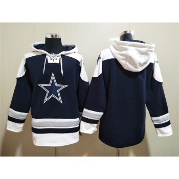 Men's Dallas Cowboys Blank Navy Ageless Must-Have Lace-Up Pullover Hoodie Men's Dallas Cowboys Blank Navy Ageless Must-Have Lace-Up Pullover Hoodie