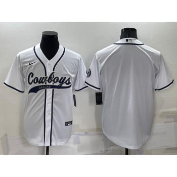 Men's Dallas Cowboys Blank White Cool Base Stitched Baseball Jersey Men's Dallas Cowboys Blank White Cool Base Stitched Baseball Jersey