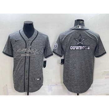 Men's Dallas Cowboys Grey Team Big Logo With Patch Cool Base Stitched Baseball Jersey Men's Dallas Cowboys Grey Team Big Logo With Patch Cool Base Stitched Baseball Jersey