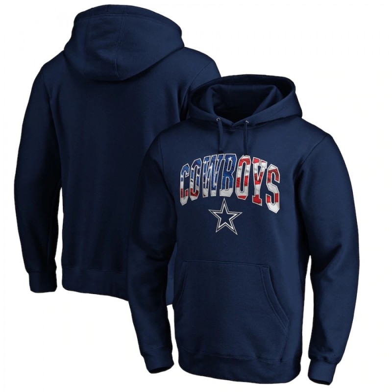 Men's Dallas Cowboys Navy Banner Wave Pullover Hoodie