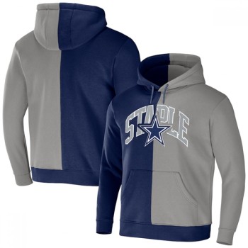 Men's Dallas Cowboys Navy/Grey Split Logo Pullover Hoodie Men's Dallas Cowboys Navy/Grey Split Logo Pullover Hoodie