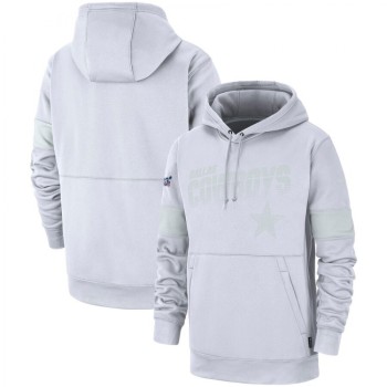 Men's Dallas Cowboys White 2019 100th Season Sideline Platinum Therma Pullover Hoodie Men's Dallas Cowboys White 2019 100th Season Sideline Platinum Therma Pullover Hoodie
