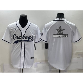 Men's Dallas Cowboys White Team Big Logo With Patch Cool Base Stitched Baseball Jersey Men's Dallas Cowboys White Team Big Logo With Patch Cool Base Stitched Baseball Jersey
